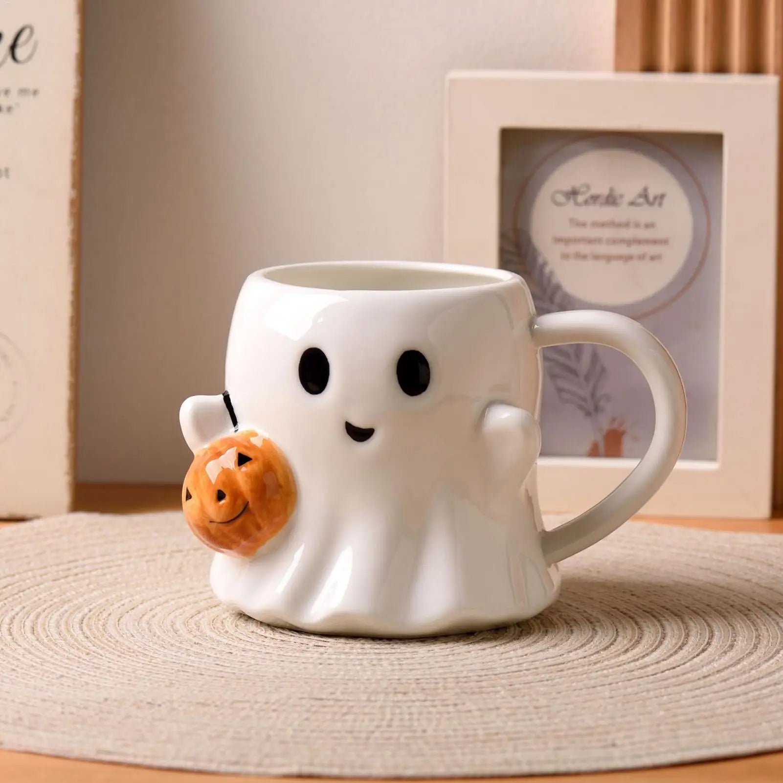 600ML Halloween Coffee Cups Creative Funny Ghost Ceramic Mugs Home Office Drinking Cup for Kids Adults Halloween Birthday Gifts
