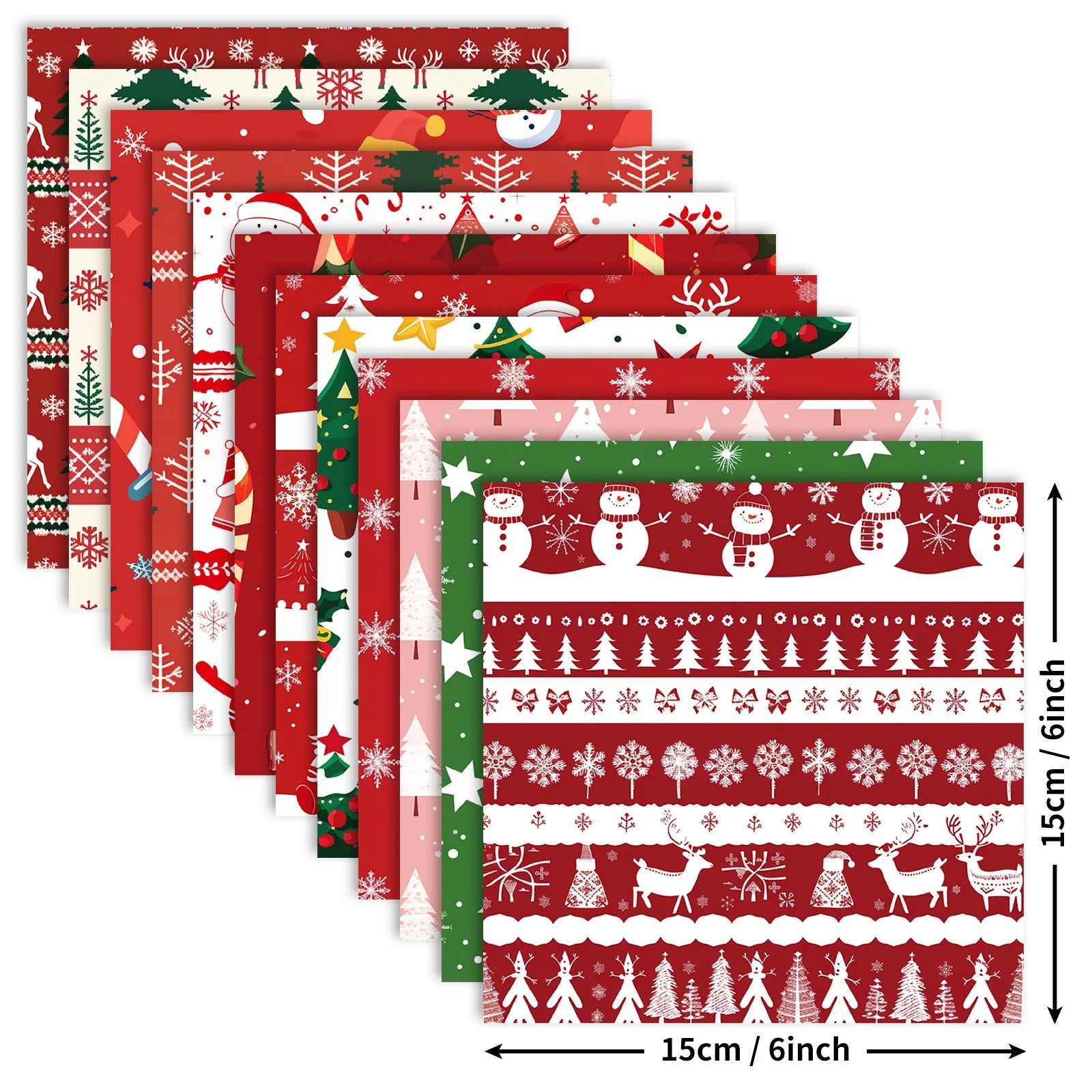 12Zhang/Christmas Decoration Material Paper ,Snowflake Christmas Tree Snowman PatternDIYScrapbook Paper Gift Wrapping Paper