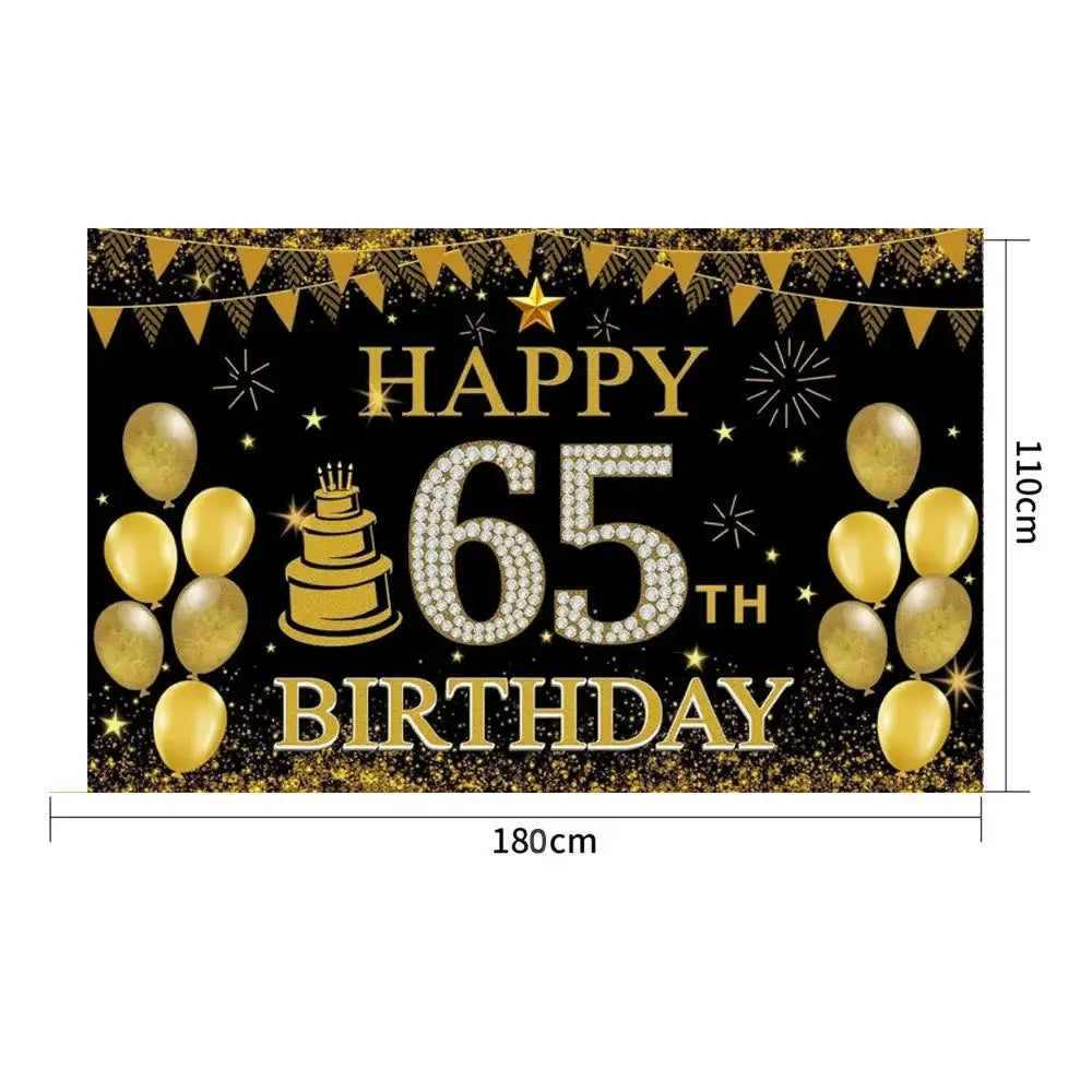 18th/50th/65th Happy Birthday Backdrop Background Banner For Man Woman Napkin Balloon Door Curtain 50 Years Anniversary