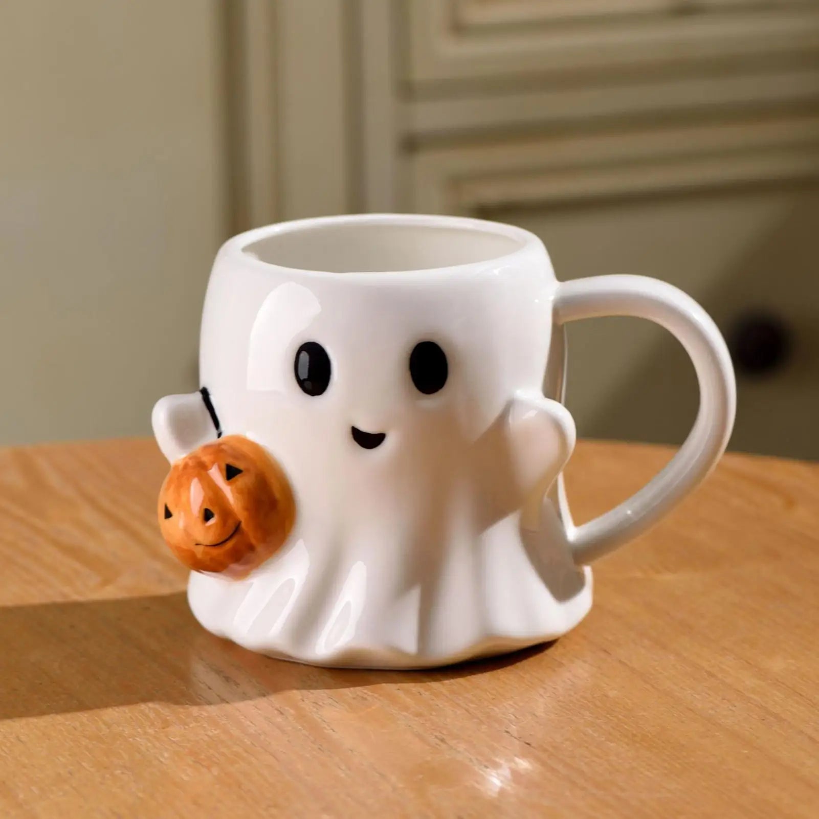 600ML Halloween Coffee Cups Creative Funny Ghost Ceramic Mugs Home Office Drinking Cup for Kids Adults Halloween Birthday Gifts