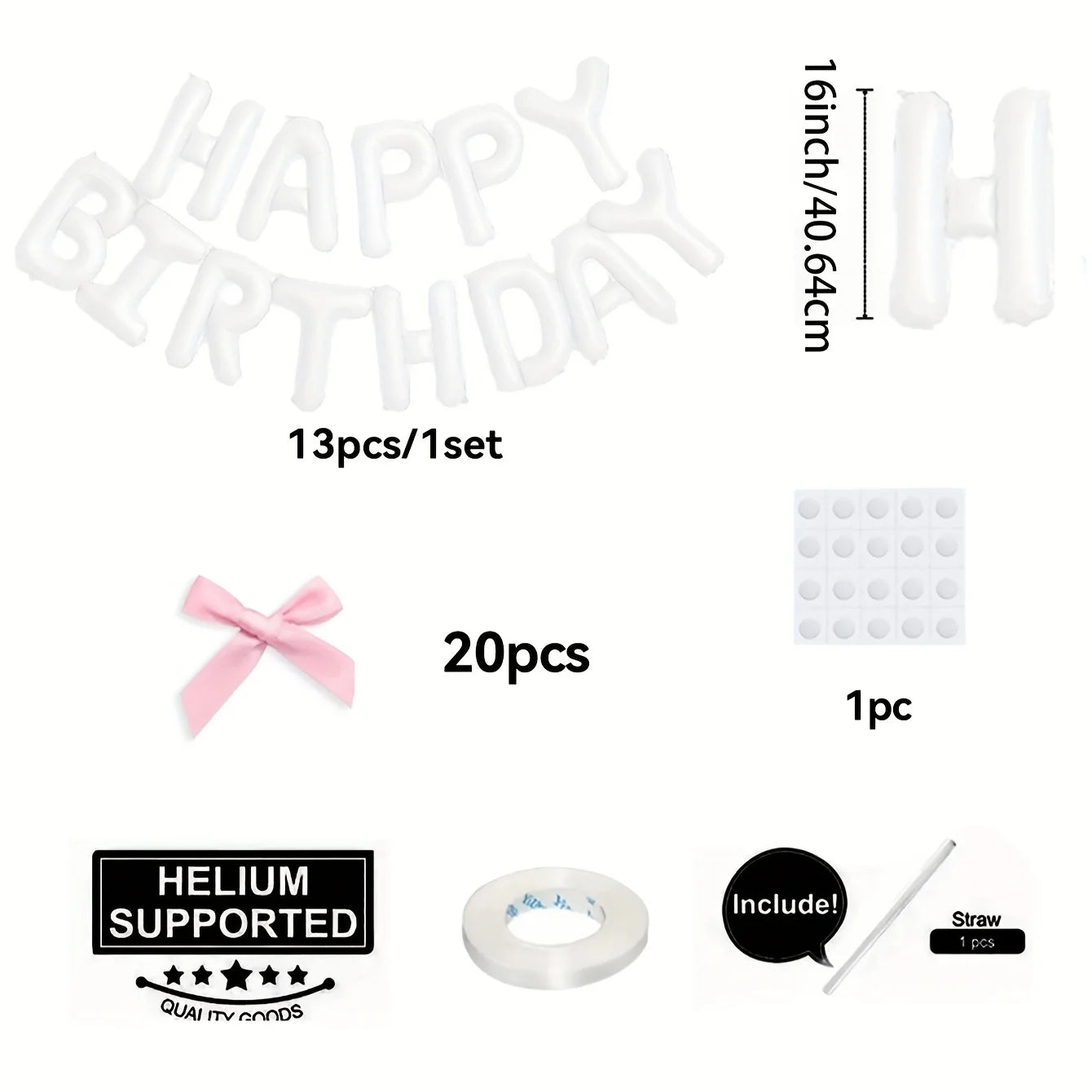1Set Black White Happy Birthday Pink Bow Balloon Set Girl's Birthday Party Decoration Baby Shower Globos Gift Supplies Letter