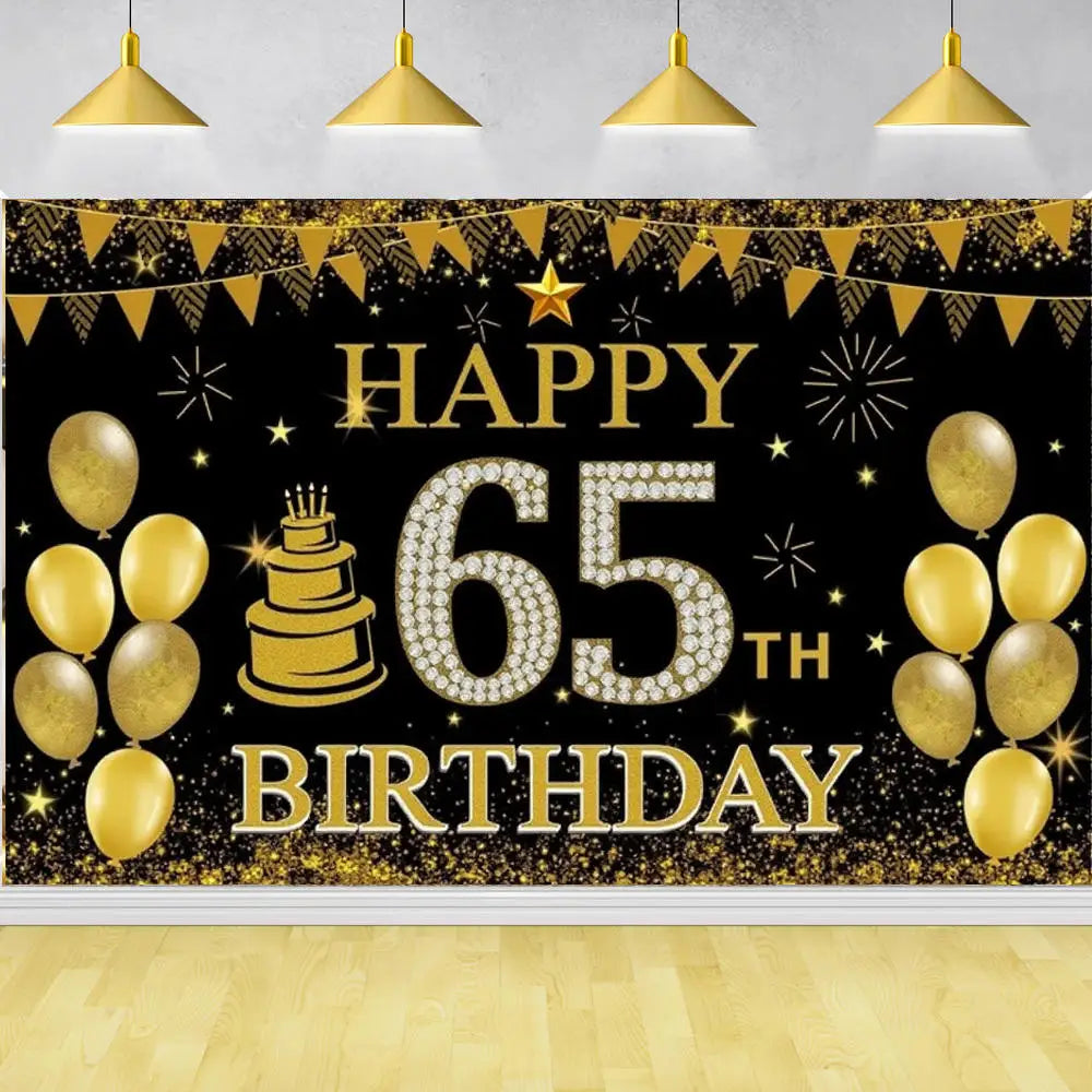 18th/50th/65th Happy Birthday Backdrop Background Banner For Man Woman Napkin Balloon Door Curtain 50 Years Anniversary