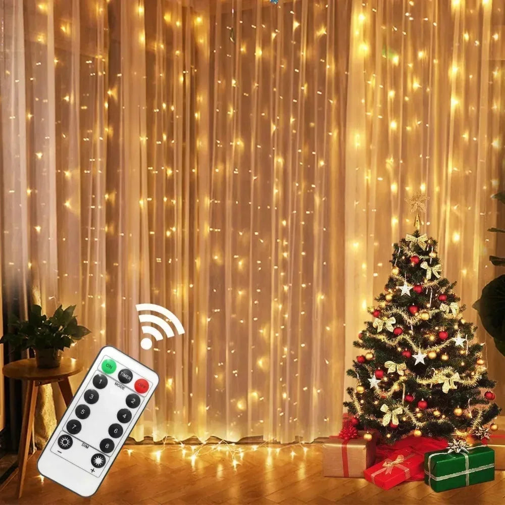 Christmas Lights Curtain Garland Merry Christmas Decorations For Home Christmas Ornaments Xmas Gifts Navidad 2025 New Year Decor