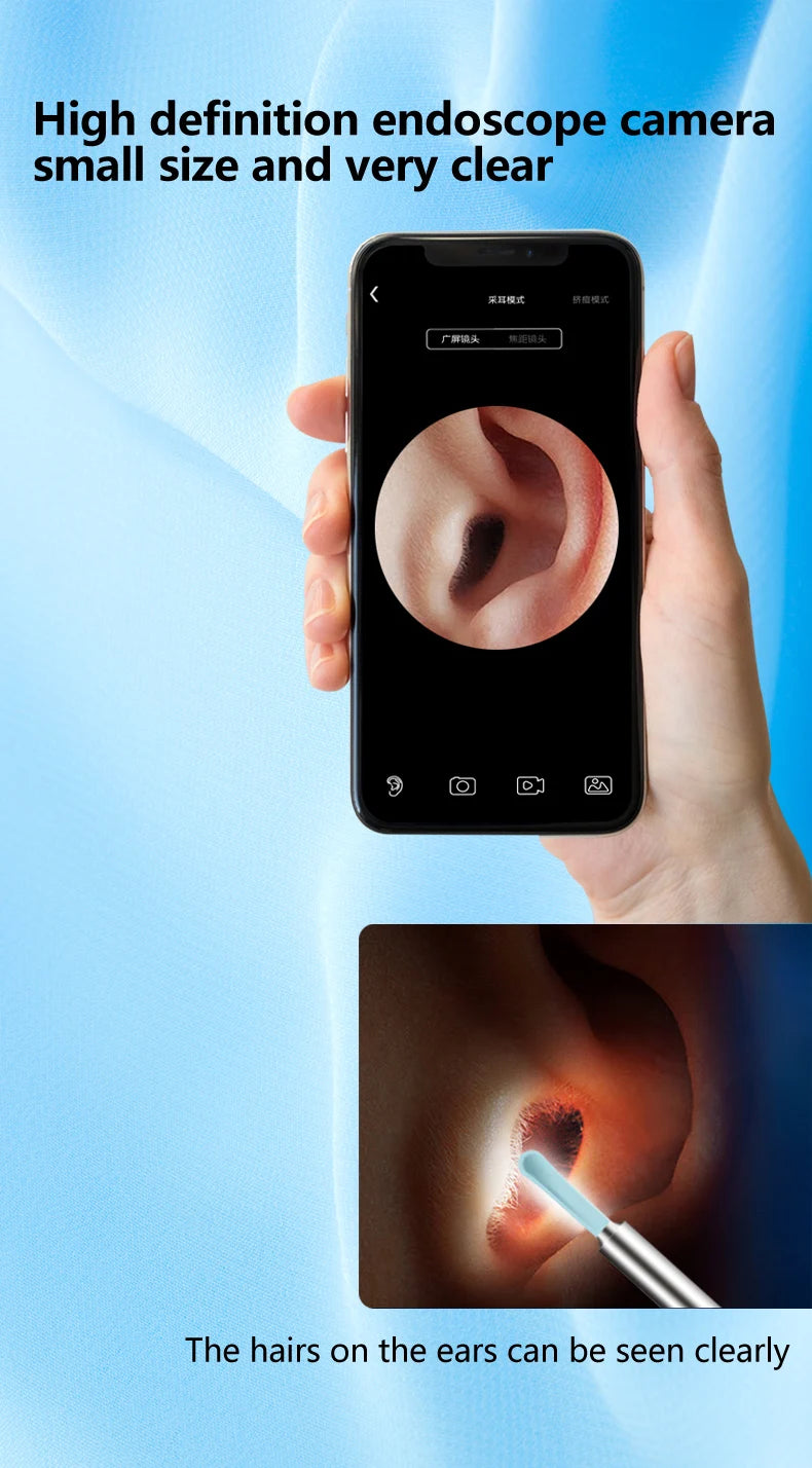 Ear Wax Removal Tool Camera Wireless Otoscope 1080P 3.9mm Ear Cleaner Camera Ear Endoscope Compatible for iPhone iPad Android
