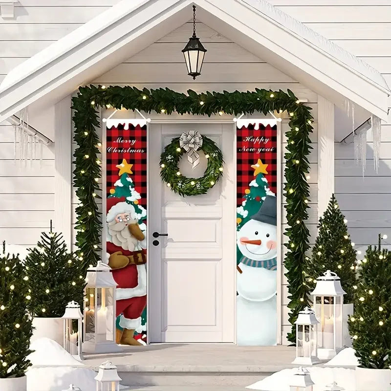 1Yes2Dflat,Christmas couplets,Santa Claus Snowman Decoration Holiday Party,No Power Supply Required-wzy