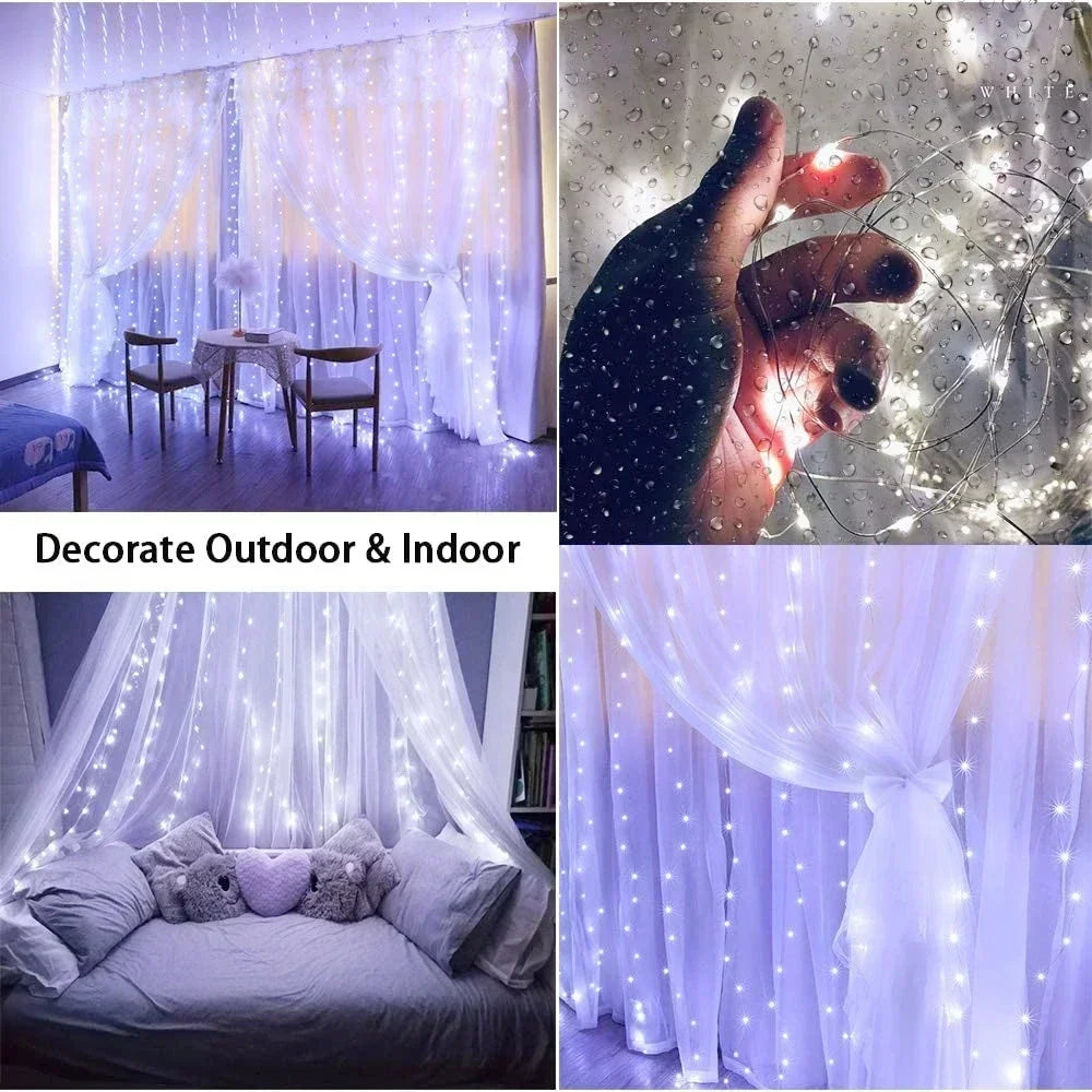 Christmas Lights Curtain Garland Merry Christmas Decorations For Home Christmas Ornaments Xmas Gifts Navidad 2025 New Year Decor