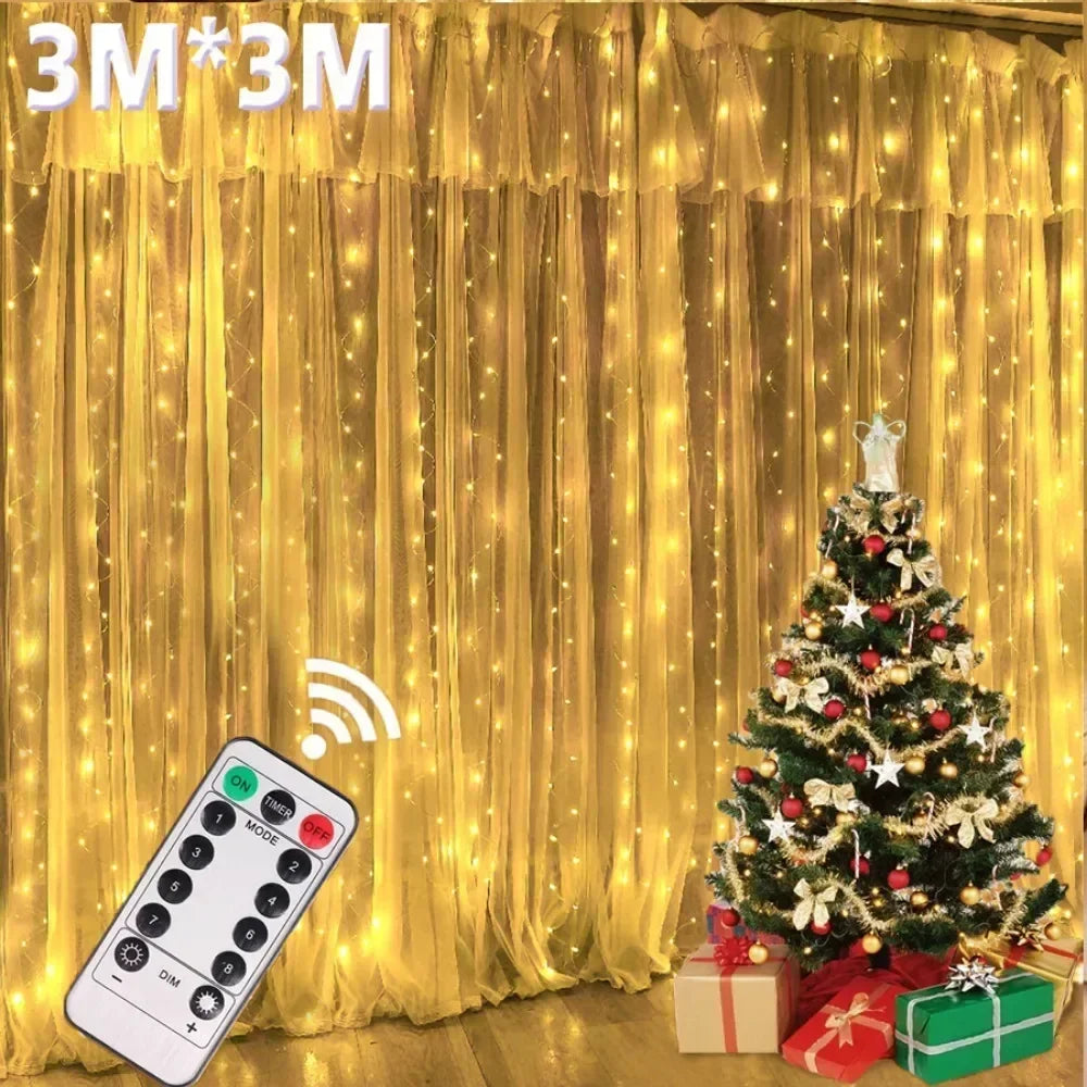 Christmas Lights Curtain Garland Merry Christmas Decorations For Home Christmas Ornaments Xmas Gifts Navidad 2025 New Year Decor