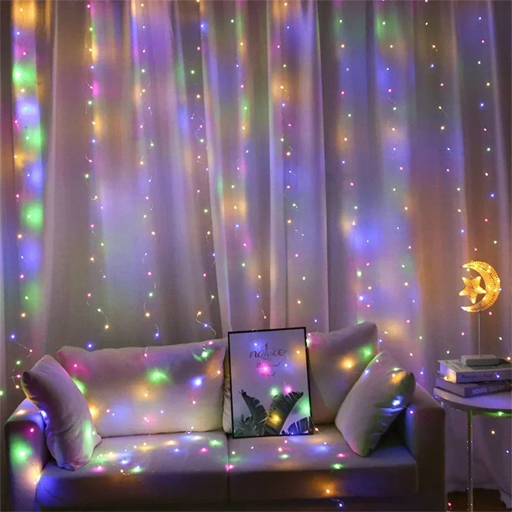 Christmas Lights Curtain Garland Merry Christmas Decorations For Home Christmas Ornaments Xmas Gifts Navidad 2025 New Year Decor