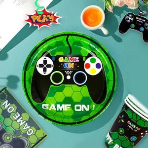 Video Game Birthday Party Decorations for Boys,132pcs Birthday Decorations&Tableware Set-Plates Cups Napkins Tablecloth Balloons