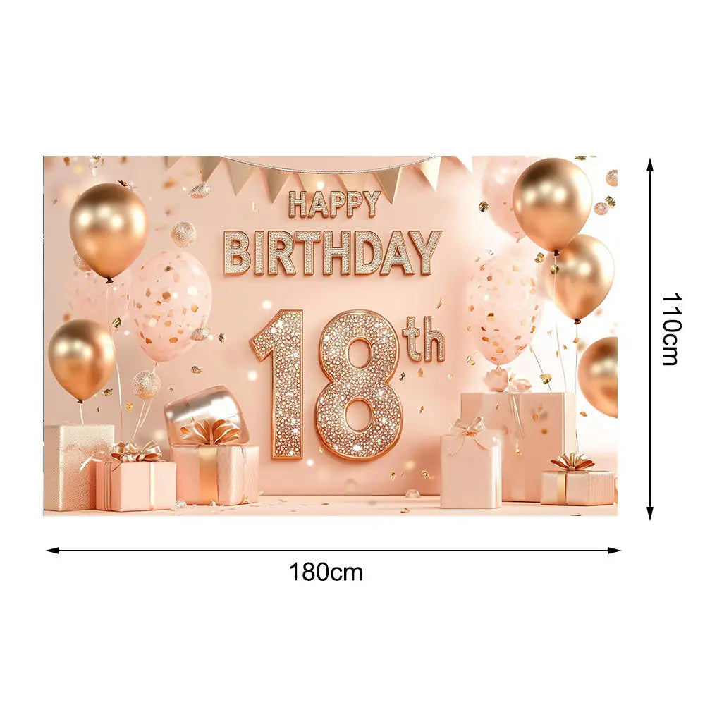 18th/50th/65th Happy Birthday Backdrop Background Banner For Man Woman Napkin Balloon Door Curtain 50 Years Anniversary