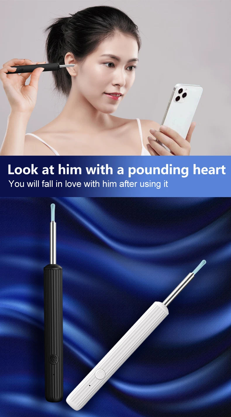 Ear Wax Removal Tool Camera Wireless Otoscope 1080P 3.9mm Ear Cleaner Camera Ear Endoscope Compatible for iPhone iPad Android