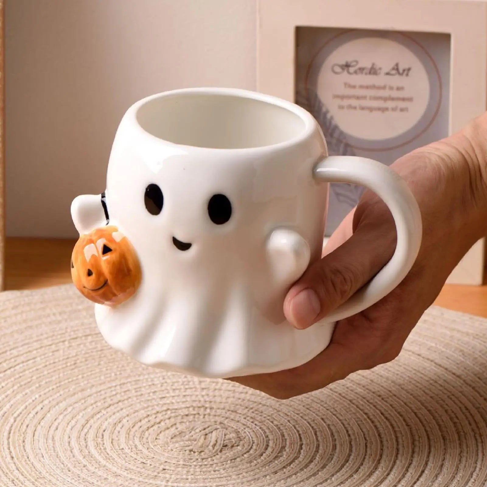 600ML Halloween Coffee Cups Creative Funny Ghost Ceramic Mugs Home Office Drinking Cup for Kids Adults Halloween Birthday Gifts