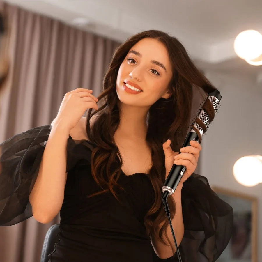 5 in 1 Curling Wand with LeakageProtection Hair Curling Iron Brush Hair Thermal Brush Curler with 4 Heating Levels 360 Rotatabl