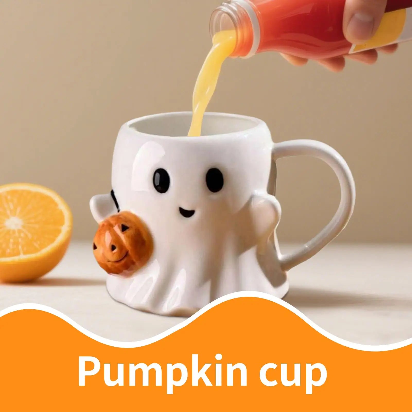 600ML Halloween Coffee Cups Creative Funny Ghost Ceramic Mugs Home Office Drinking Cup for Kids Adults Halloween Birthday Gifts