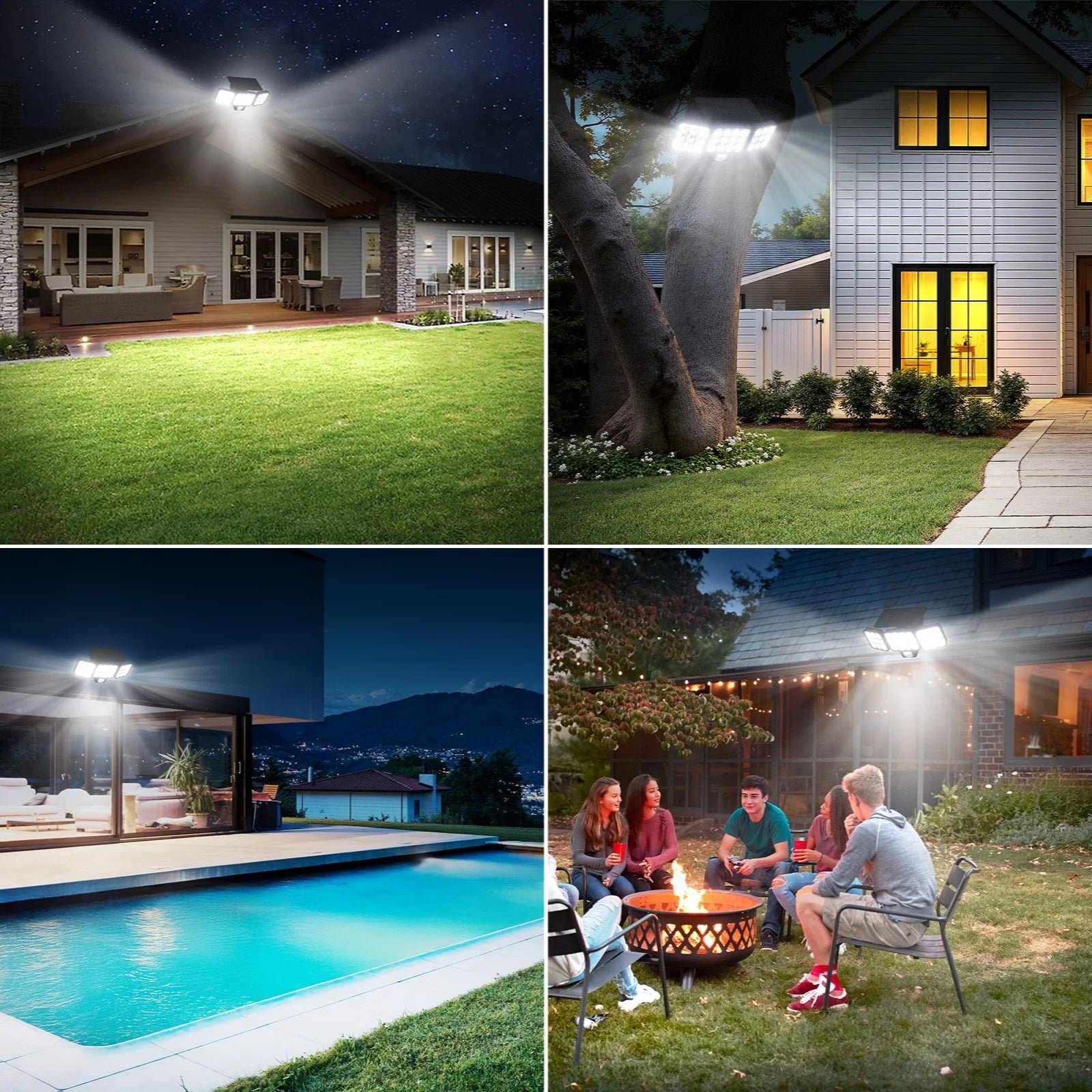 Solar Security Lights 3000LM, 3-Head Motion Sensor, Auto On/Off, 150° Flood, 3 Modes for Yard/Garage/Porch (1/2/4 Pack)
