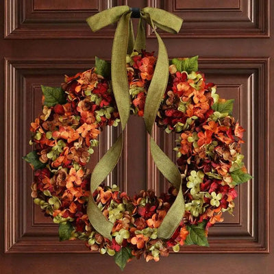 Thanksgiving Wreath Fall Hydrangea Bowknot Decoration