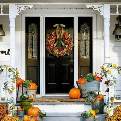 Thanksgiving Wreath Fall Hydrangea Bowknot Decoration