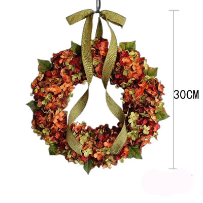 Thanksgiving Wreath Fall Hydrangea Bowknot Decoration