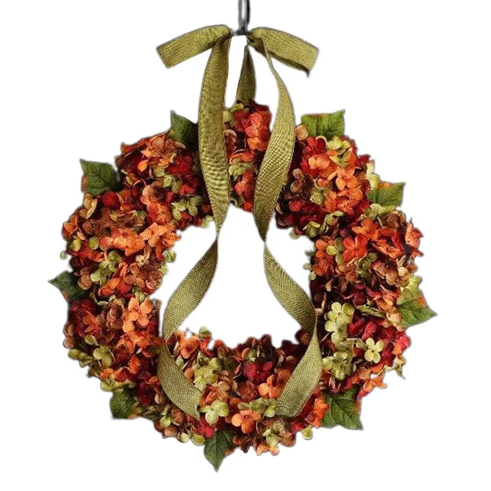 Thanksgiving Wreath Fall Hydrangea Bowknot Decoration