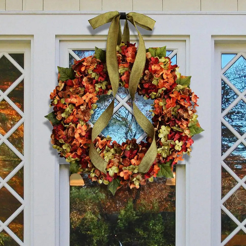 Thanksgiving Wreath Fall Hydrangea Bowknot Decoration