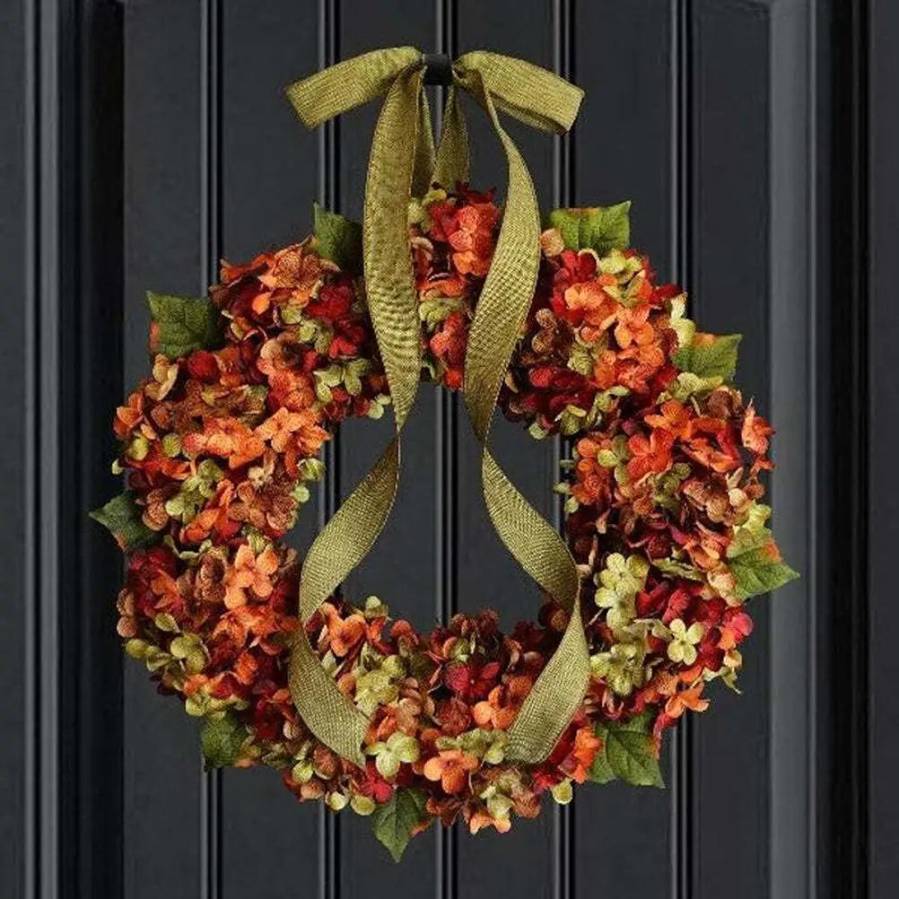 Thanksgiving Wreath Fall Hydrangea Bowknot Decoration