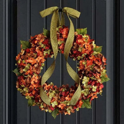 Thanksgiving Wreath Fall Hydrangea Bowknot Decoration
