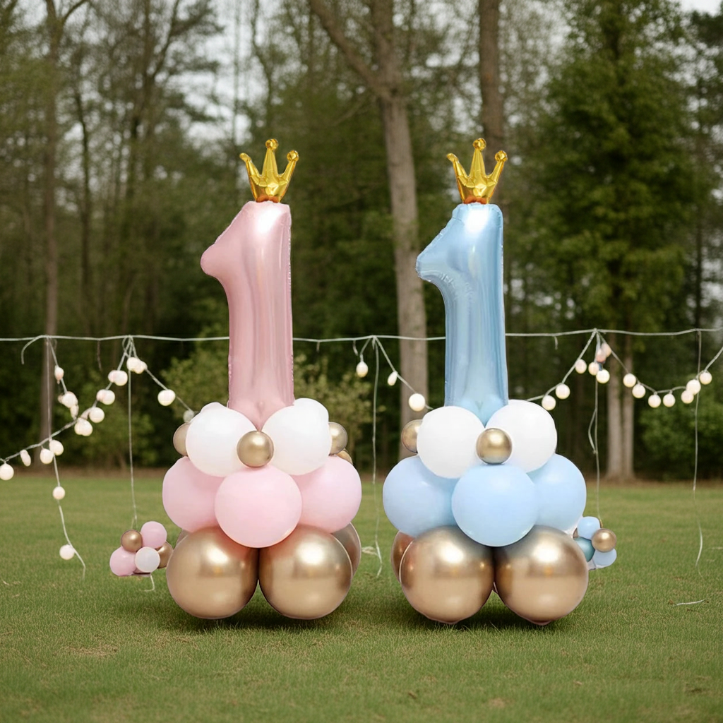 1st Happy Birthday Balloons Set Baby Boy Girl 40Inch Number 1 with Crown ball for Kids Birthday Party Baby Shower Decorations