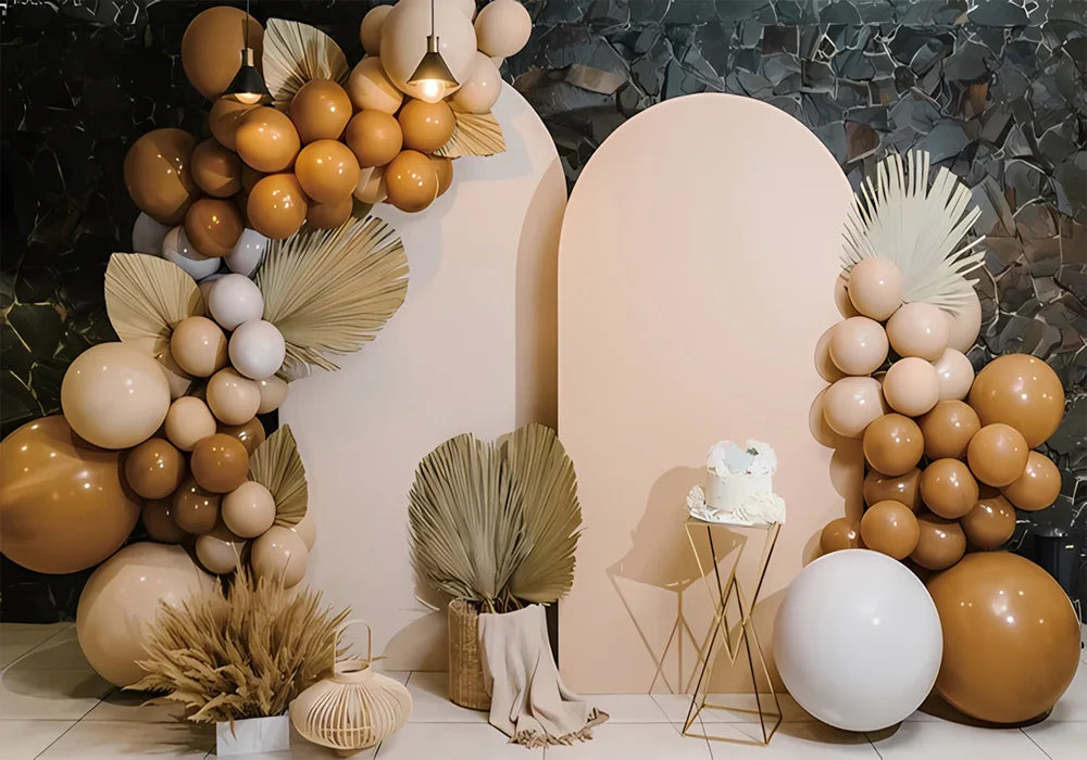 One Year Old Baby Birthday Backdrop Toys Bear White Balloons