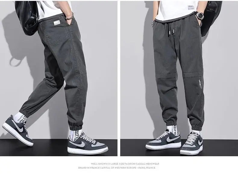 man trousers New Cotton Fashion Elastic Waist Baggy
