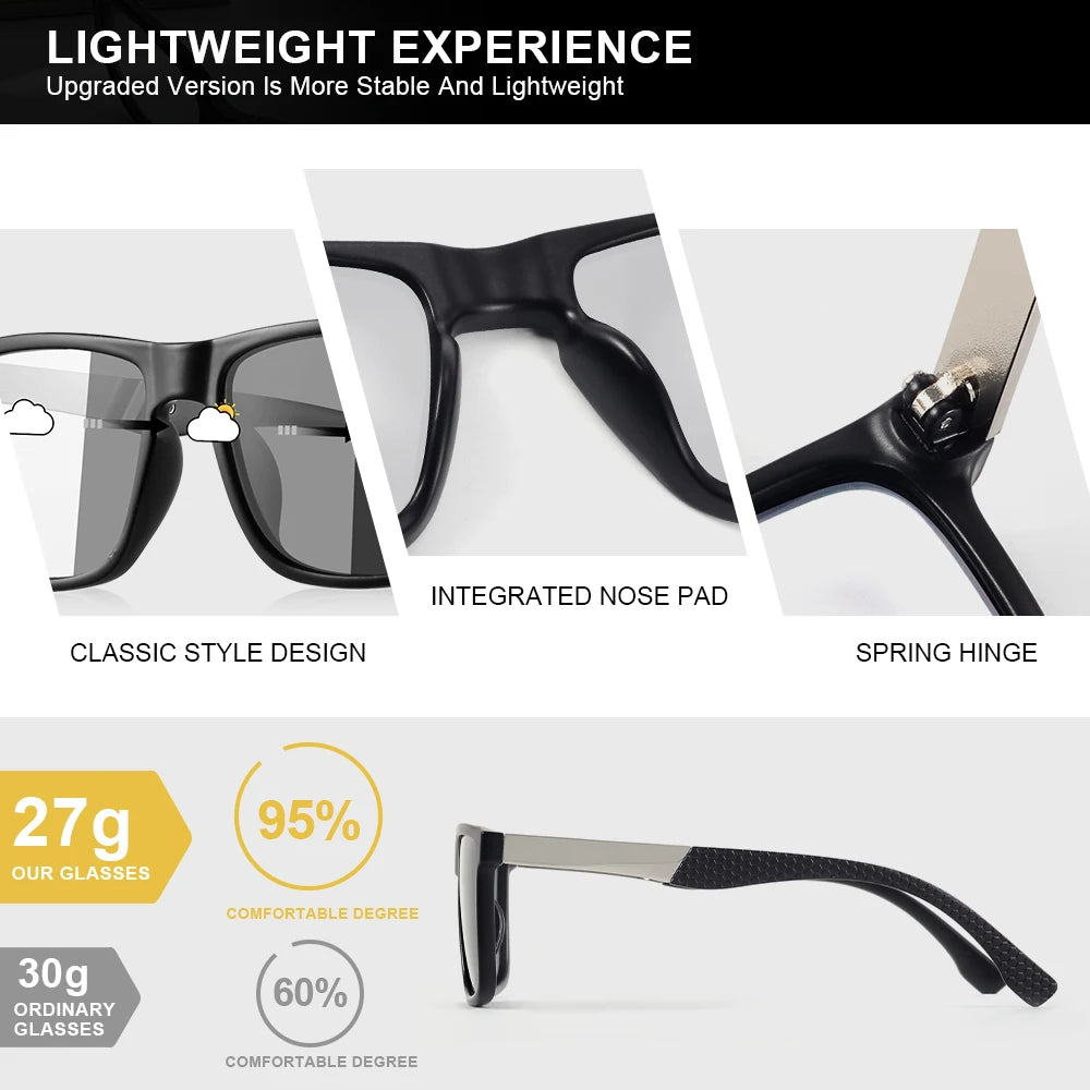 Photochromic Sunglasses For Men Women Square Casual