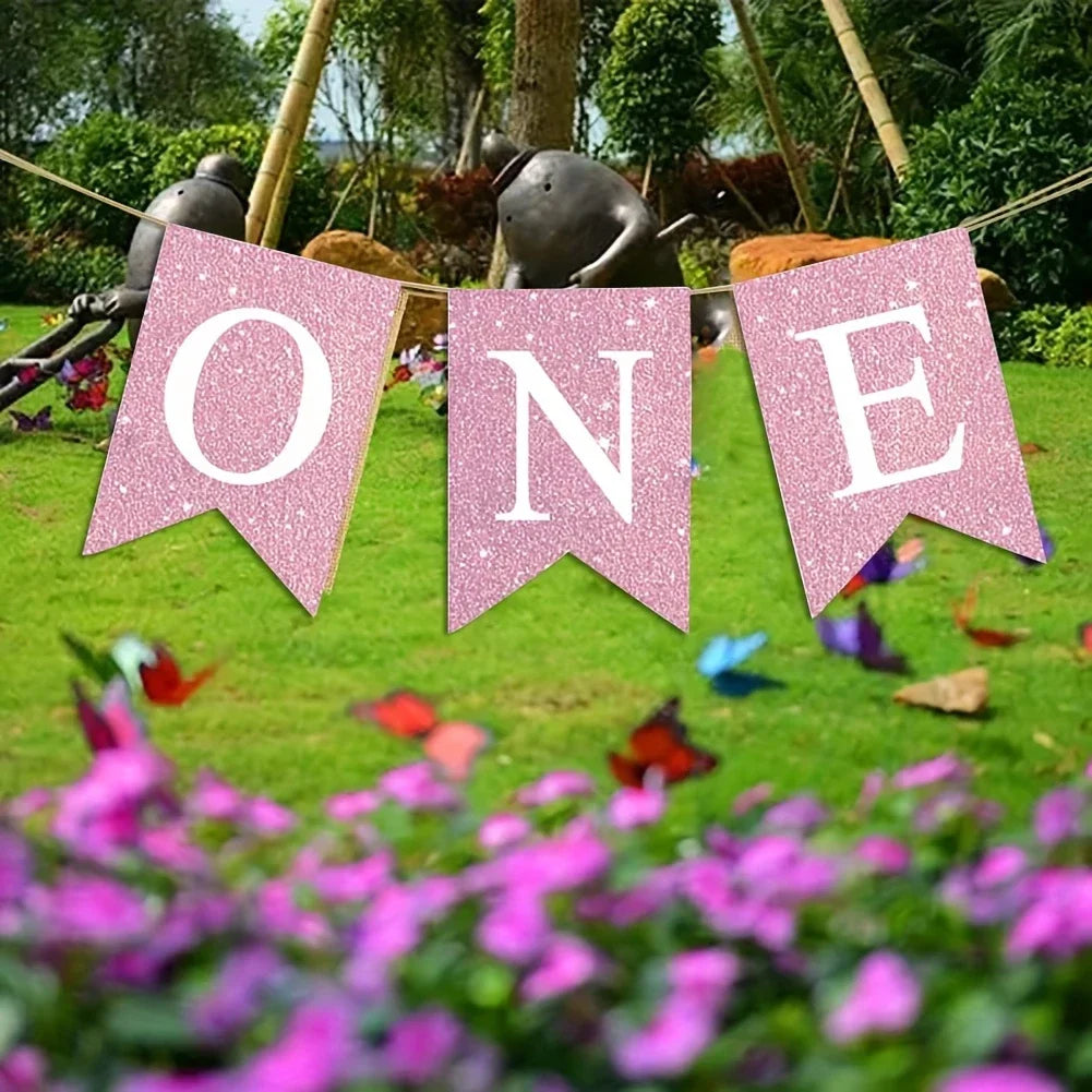 1st Birthday Banner Burlap ONE Garland Boys Girls First Birthday Party Decoration Baby Photo Prop Decoration Memorial Banner