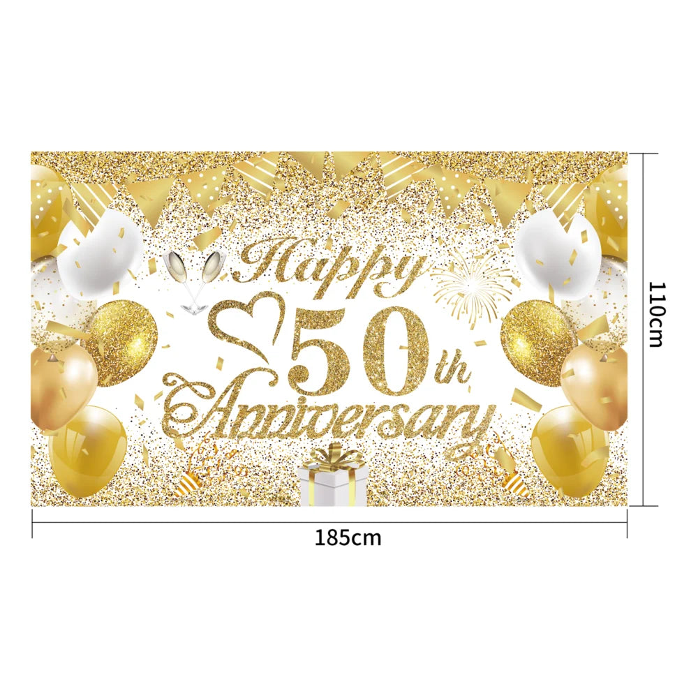 18th/50th/65th Happy Birthday Backdrop Background Banner For Man Woman Napkin Balloon Door Curtain 50 Years Anniversary