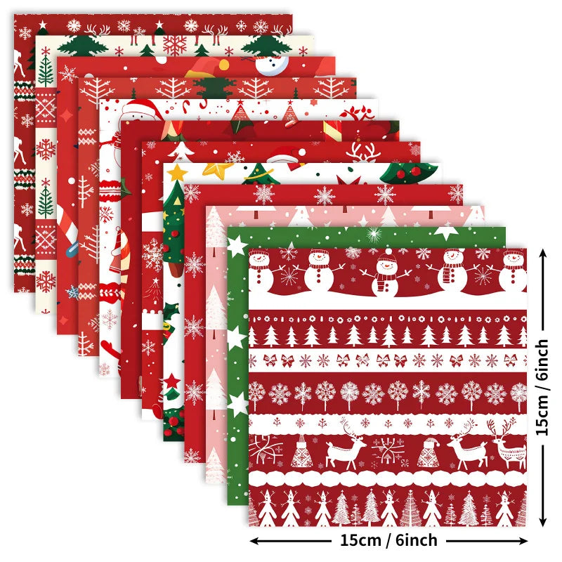12Zhang/Christmas Decoration Material Paper ，Snowflake Christmas Tree Snowman PatternDIYScrapbook Paper Gift Wrapping Paper