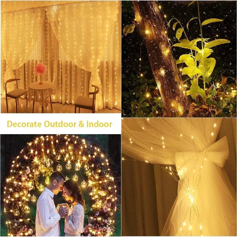 Christmas Lights Curtain Garland Merry Christmas Decorations For Home Christmas Ornaments Xmas Gifts Navidad 2025 New Year Decor