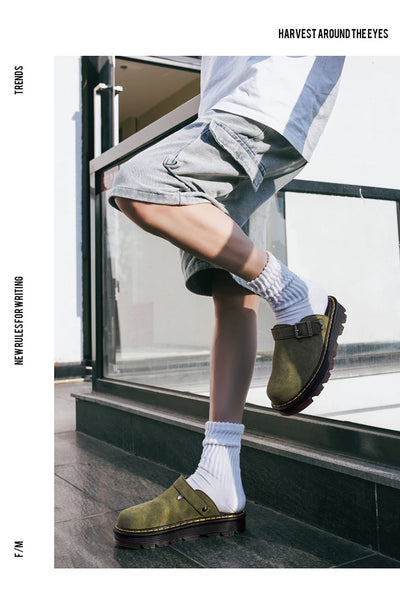 Big Leather Casual Slippers Summer Half Slipper, Non Slip