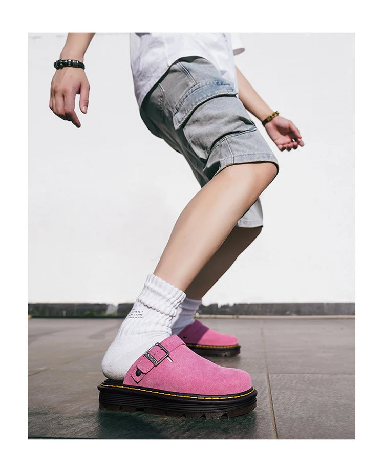 Big Leather Casual Slippers Summer Half Slipper, Non Slip