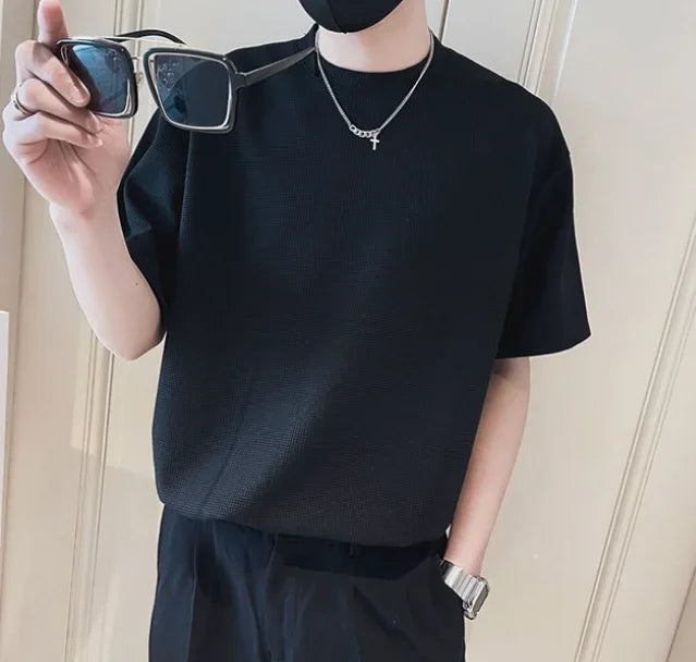 orange o neck t shirt for men