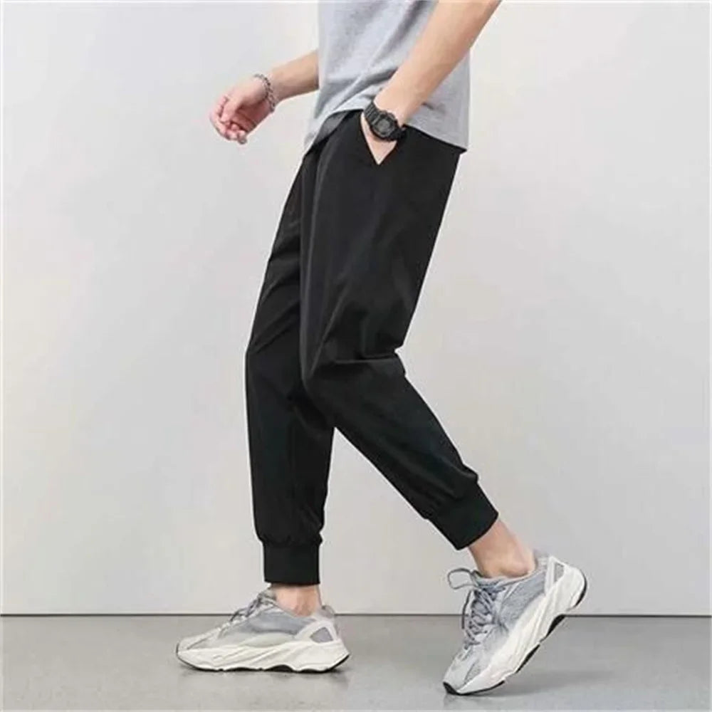 man trousers New Cotton Fashion Elastic Waist Baggy