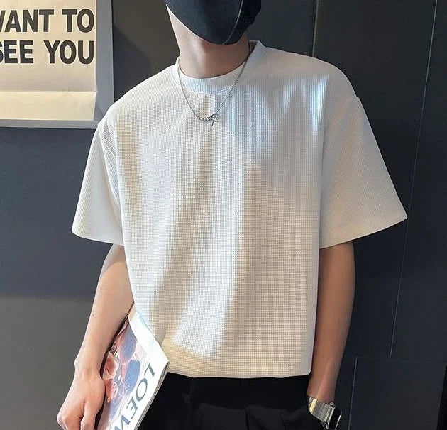 orange o neck t shirt for men