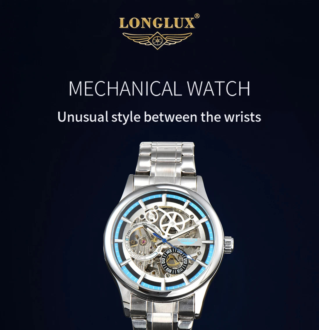 waterproof skeleton mechanical watch