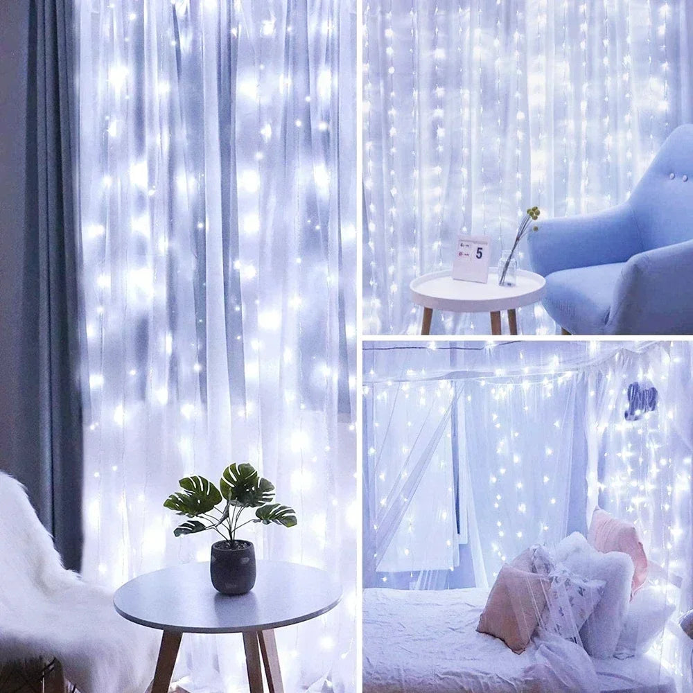 Christmas Lights Curtain Garland Merry Christmas Decorations For Home Christmas Ornaments Xmas Gifts Navidad 2025 New Year Decor