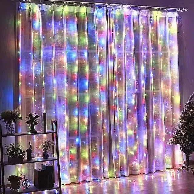 Christmas Lights Curtain Garland Merry Christmas Decorations For Home Christmas Ornaments Xmas Gifts Navidad 2025 New Year Decor