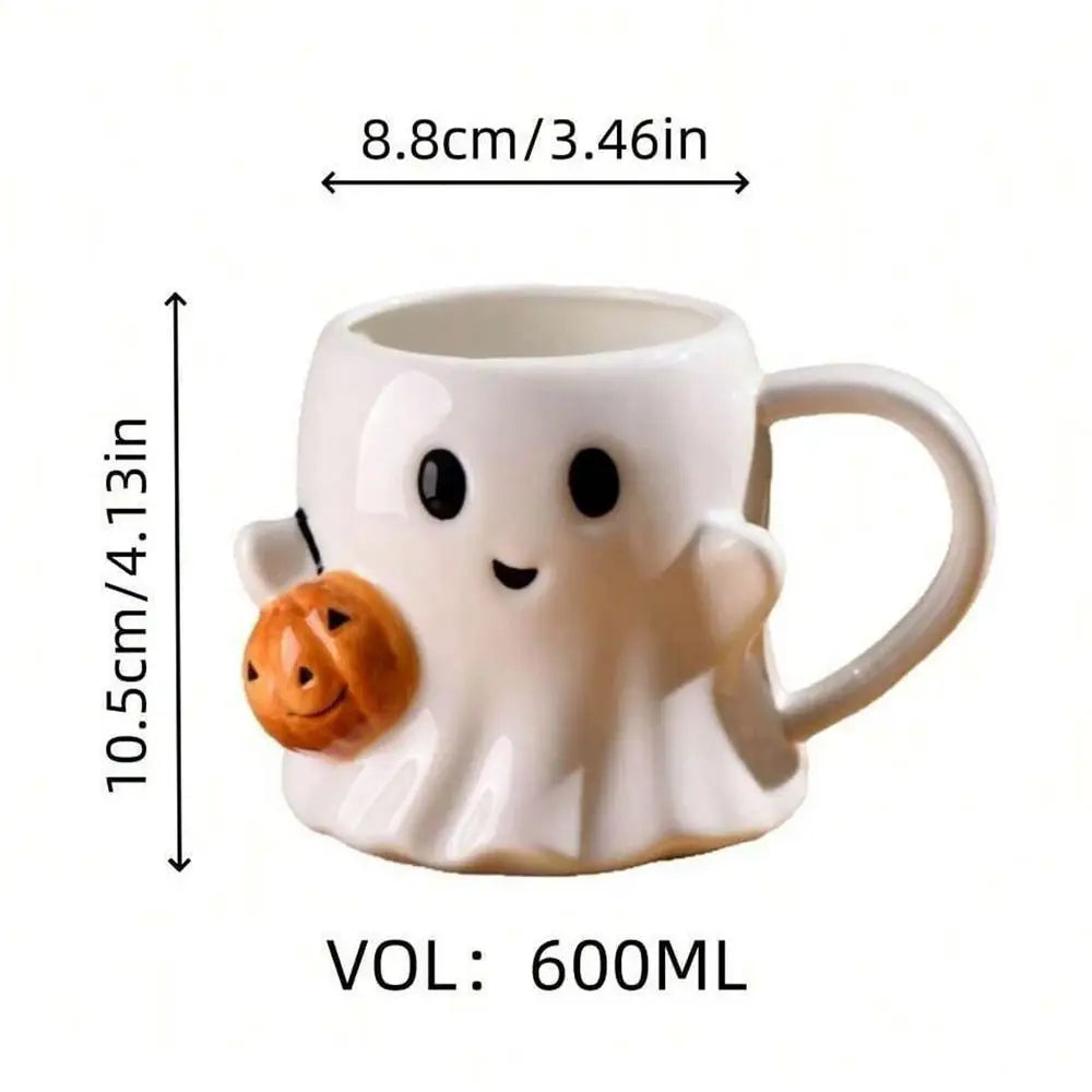 600ML Halloween Coffee Cups Creative Funny Ghost Ceramic Mugs Home Office Drinking Cup for Kids Adults Halloween Birthday Gifts