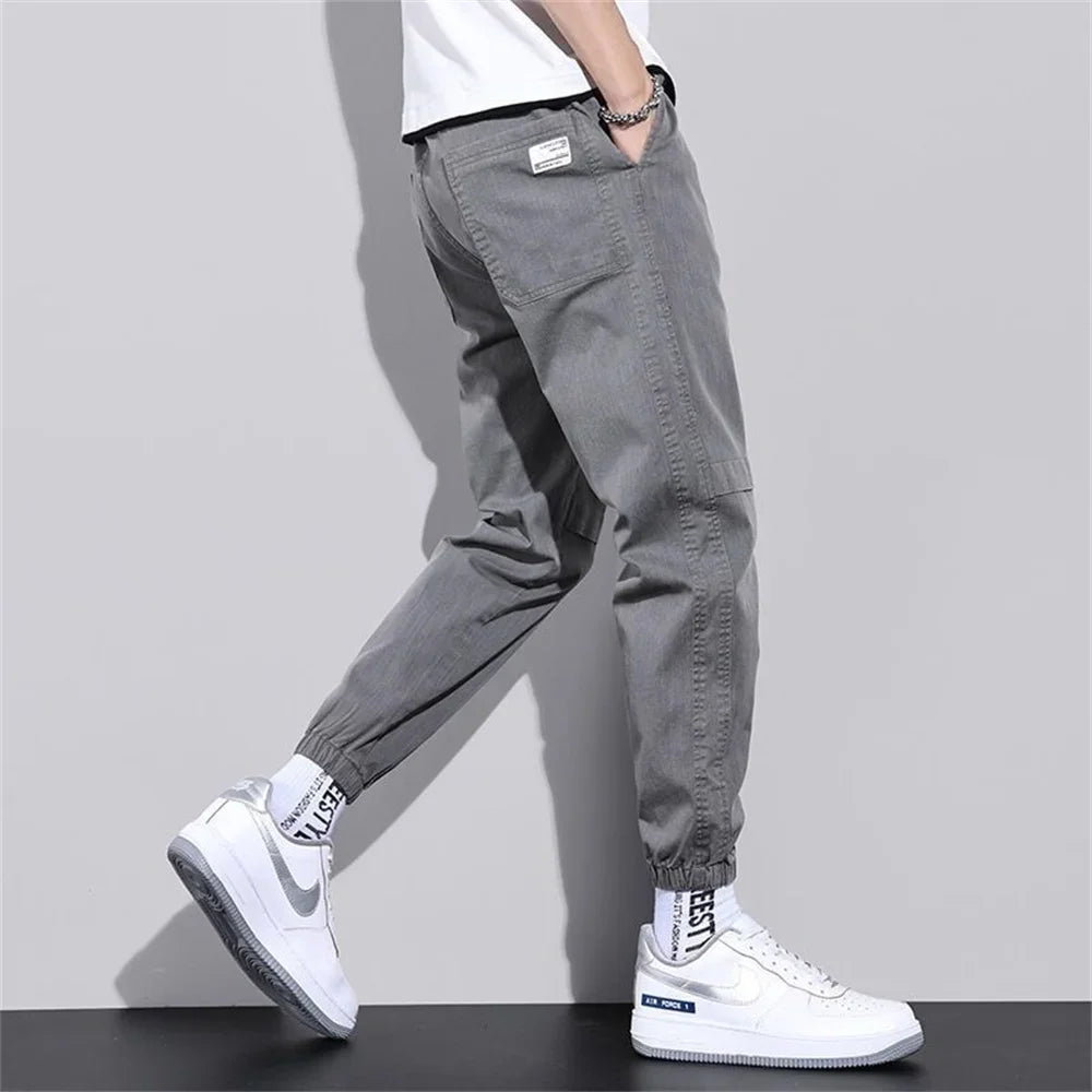 man trousers New Cotton Fashion Elastic Waist Baggy