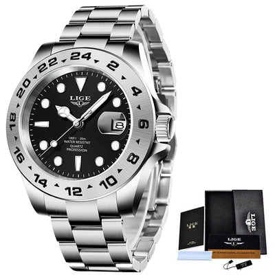 LIGE stainless steel wrist watches for men
