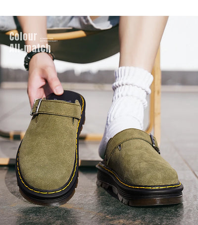 Big Leather Casual Slippers Summer Half Slipper, Non Slip