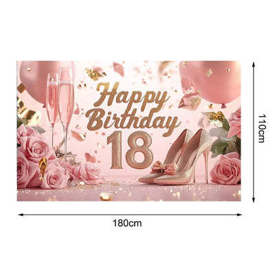 18th/50th/65th Happy Birthday Backdrop Background Banner