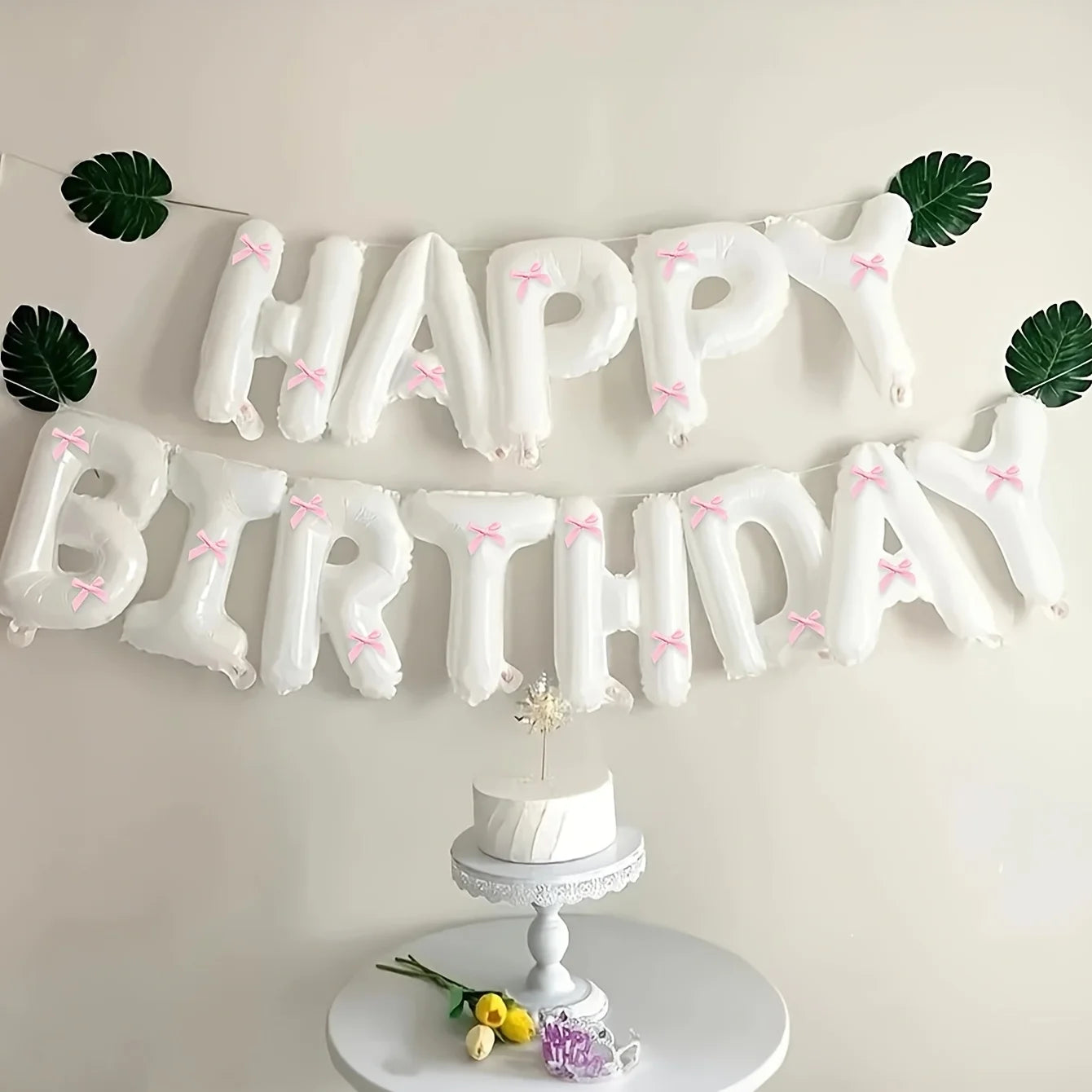 1Set Black White Happy Birthday Pink Bow Balloon Set Girl's Birthday Party Decoration Baby Shower Globos Gift Supplies Letter