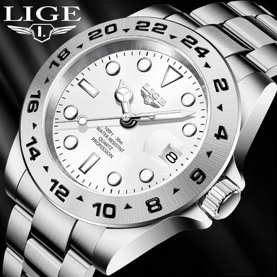 LIGE stainless steel wrist watches for men