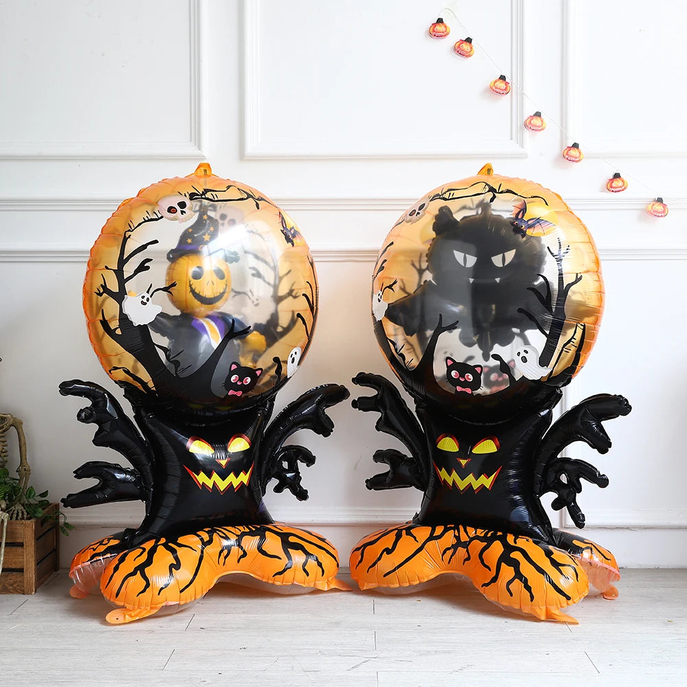 1PC Halloween 4D Large Standing Bat Pumpkin Ghost Foil Balloon Horror Props Halloween Theme Birthday Party Decoration Kids Gifts